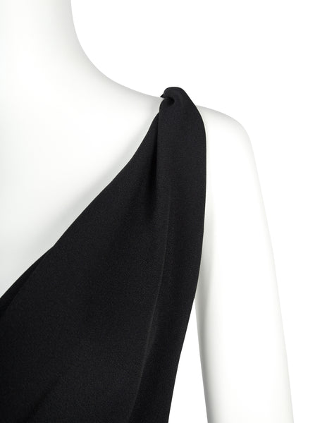 John Galliano Vintage SS 1999 Black Draping Twisted Strap Bias Crepe Dress
