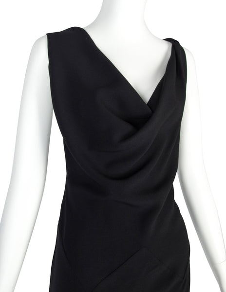 John Galliano Vintage SS 1999 Black Draping Twisted Strap Bias Crepe Dress