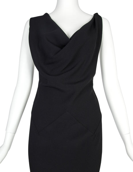 John Galliano Vintage SS 1999 Black Draping Twisted Strap Bias Crepe Dress