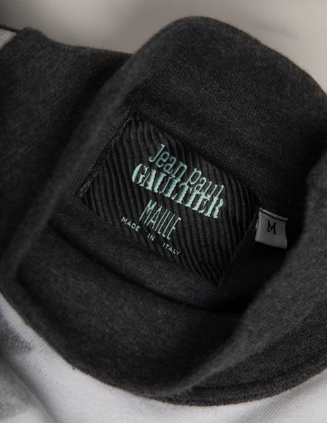 Jean Paul Gaultier Vintage AW 1992 Boxer Print Charcoal Grey Long Sleeve Shirt
