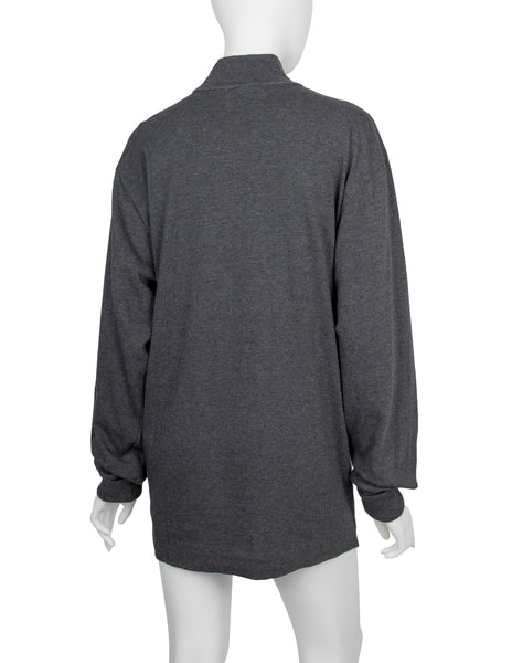 Jean Paul Gaultier Vintage AW 1992 Boxer Print Charcoal Grey Long Sleeve Shirt