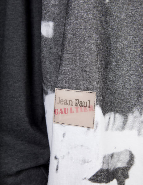 Jean Paul Gaultier Vintage AW 1992 Boxer Print Charcoal Grey Long Sleeve Shirt