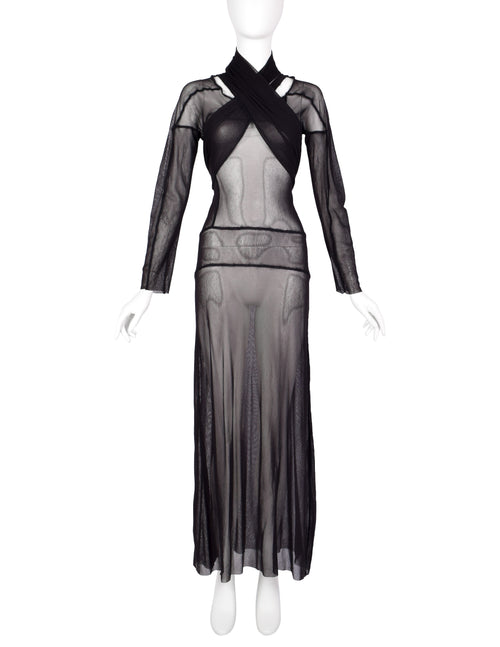 Jean Paul Gaultier Vintage AW 2000 Black Sheer Pieced Panel Mesh