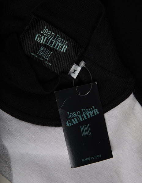 Jean Paul Gaultier Vintage AW 1992 Blinking Eye Hologram Face Print Black Long Sleeve Shirt