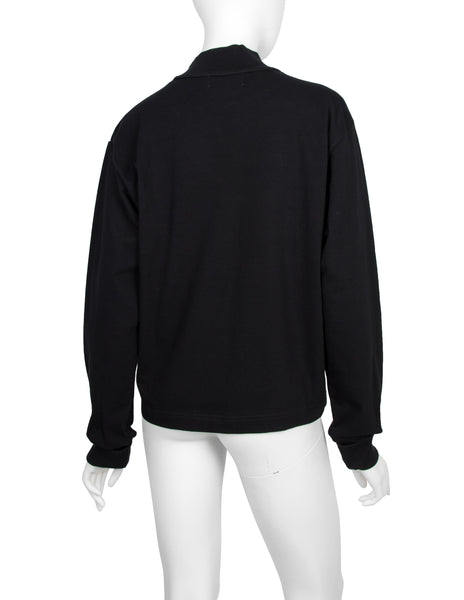 Jean Paul Gaultier Vintage AW 1992 Blinking Eye Hologram Face Print Black Long Sleeve Shirt