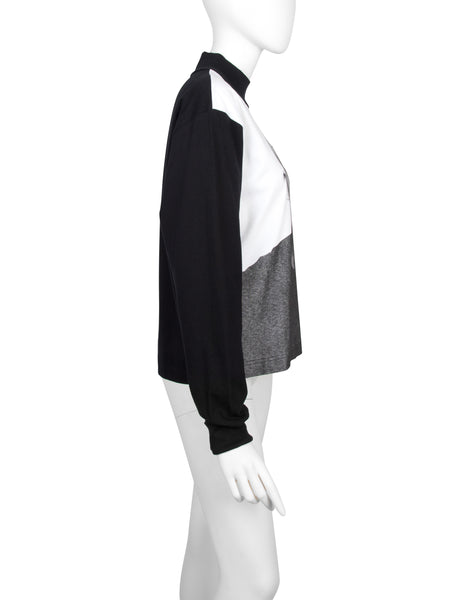 Jean Paul Gaultier Vintage AW 1992 Blinking Eye Hologram Face Print Black Long Sleeve Shirt