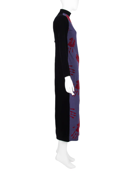 Jean Paul Gaultier Vintage AW 1991 Cotton and Velvet Hand Print Dress