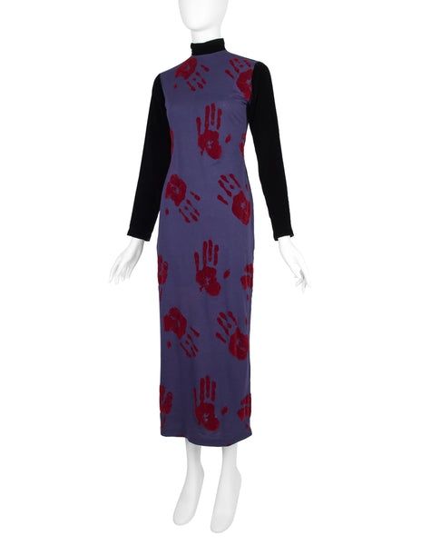Jean Paul Gaultier Vintage AW 1991 Cotton and Velvet Hand Print Dress