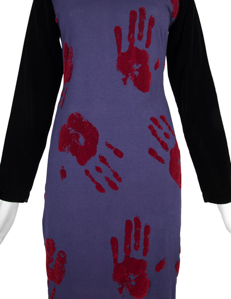 Jean Paul Gaultier Vintage AW 1991 Cotton and Velvet Hand Print Dress