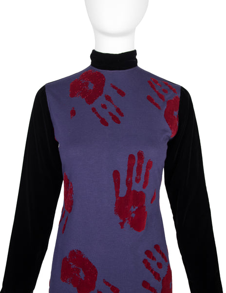 Jean Paul Gaultier Vintage AW 1991 Cotton and Velvet Hand Print Dress