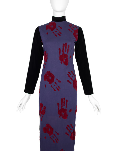 Jean Paul Gaultier Vintage AW 1991 Cotton and Velvet Hand Print Dress