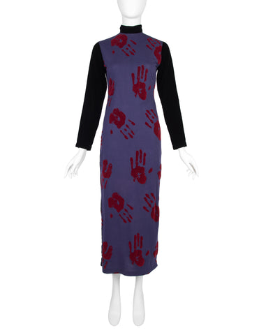 Jean Paul Gaultier Vintage AW 1991 Cotton and Velvet Hand Print Dress