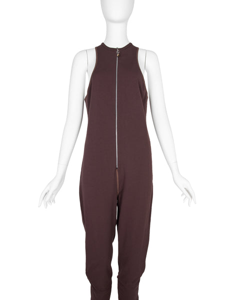 Jean Paul Gaultier Vintage AW 1992 Body Patch Maroon Cotton Jumpsuit
