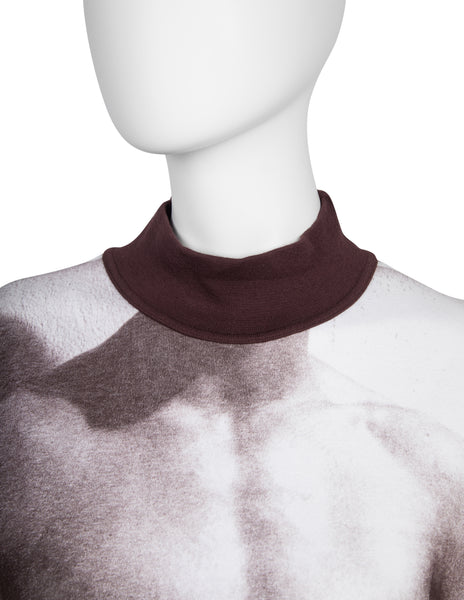 Jean Paul Gaultier Vintage AW 1992 Body Print Maroon Long Sleeve Shirt