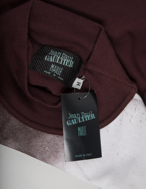 Jean Paul Gaultier Vintage AW 1992 Body Print Maroon Long Sleeve