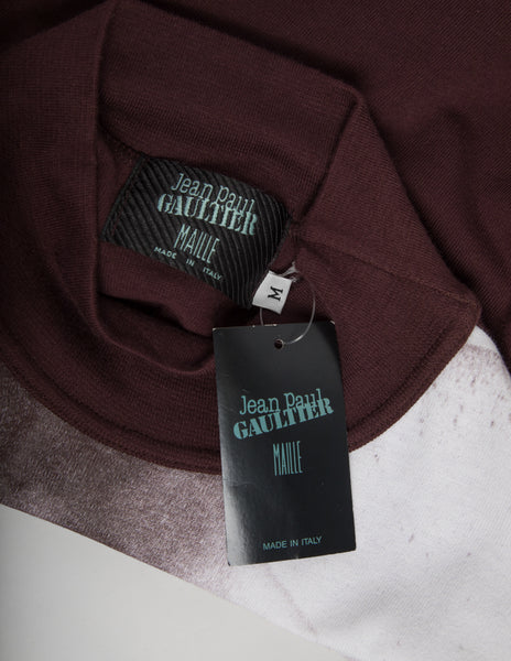 Jean Paul Gaultier Vintage AW 1992 Body Print Maroon Long Sleeve Shirt