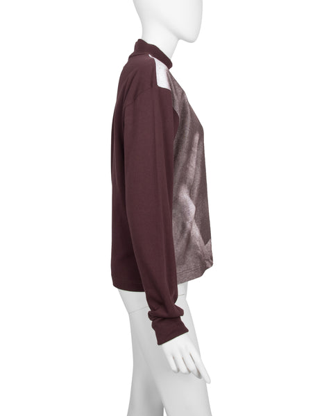 Jean Paul Gaultier Vintage AW 1992 Body Print Maroon Long Sleeve Shirt