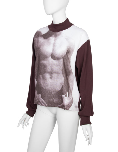 Jean Paul Gaultier Vintage AW 1992 Body Print Maroon Long Sleeve Shirt