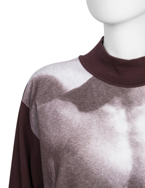 Jean Paul Gaultier Vintage AW 1992 Body Print Maroon Long Sleeve Shirt