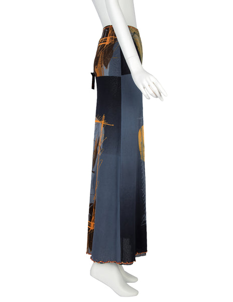 Jean Paul Gaultier Vintage SS 1999 Iconic Venus de Milo Trompe L'oeil Mesh Maxi Skirt