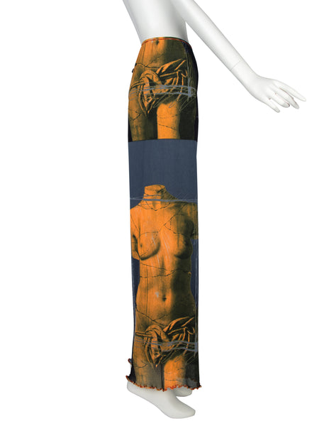 Jean Paul Gaultier Vintage SS 1999 Iconic Venus de Milo Trompe L'oeil Mesh Pants