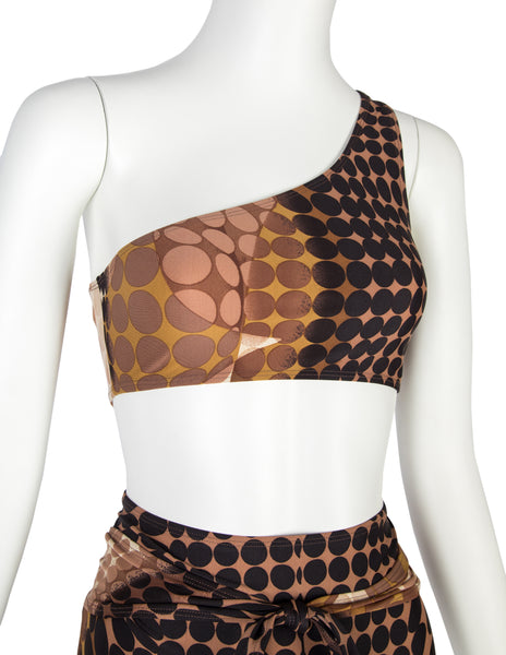 Jean Paul Gaultier Vintage SS 1996 Iconic Cyber Dot Brown Two-Piece Swimsuit