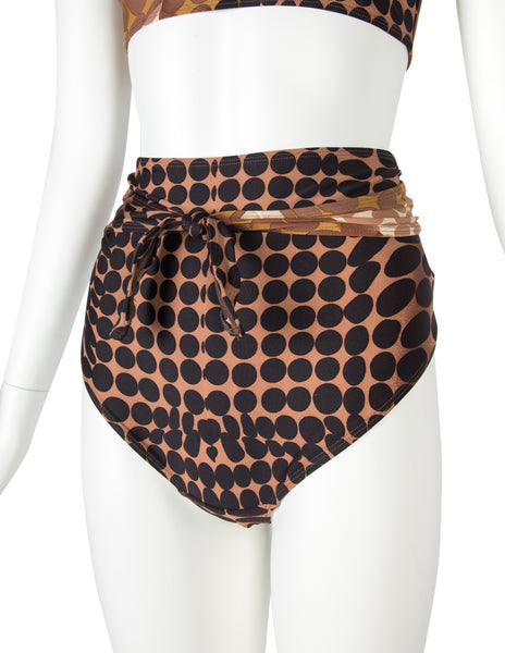 Jean Paul Gaultier Vintage SS 1996 Iconic Cyber Dot Brown Two-Piece Swimsuit