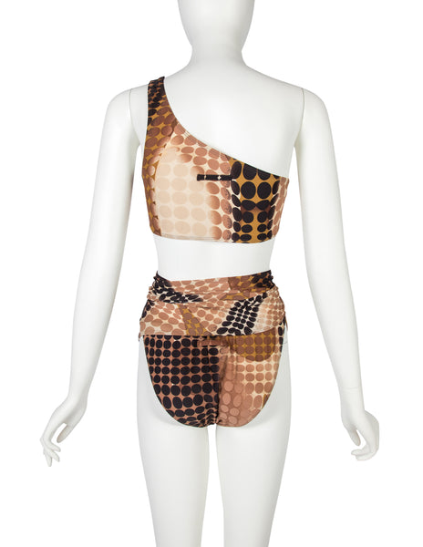Jean Paul Gaultier Vintage SS 1996 Iconic Cyber Dot Brown Two-Piece Swimsuit