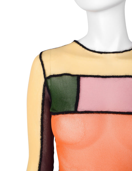 Jean Paul Gaultier Vintage AW 2000 Mondrian Colorblock Patchwork Sheer Mesh Top