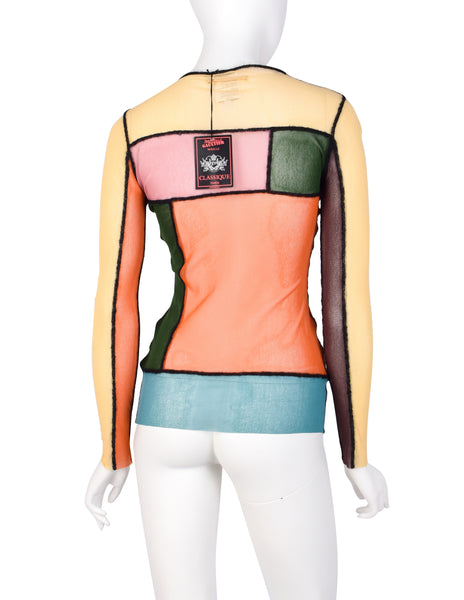 Jean Paul Gaultier Vintage AW 2000 Mondrian Colorblock Patchwork Sheer Mesh Top