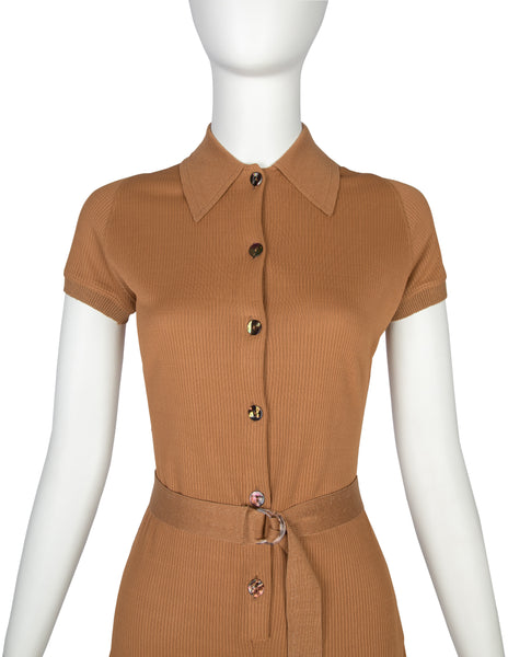 Jean Paul Gaultier Vintage SS 1990 Almond Ribbed Knit Romper