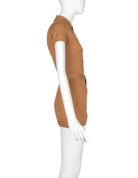 Jean Paul Gaultier Vintage SS 1990 Almond Ribbed Knit Romper