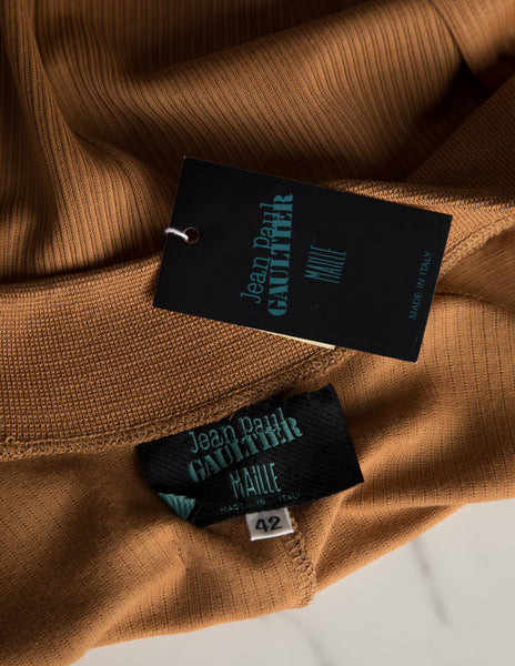 Jean Paul Gaultier Vintage SS 1990 Almond Ribbed Knit Romper