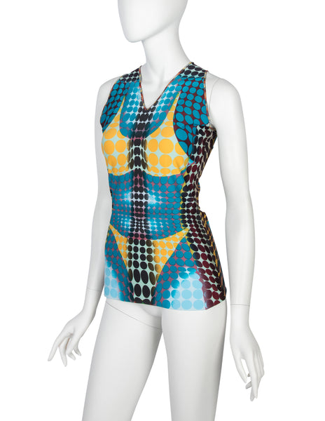 Jean Paul Gaultier Vintage AW 1995 Cyber Collection Iconic Original Cyber Dot Trompe L'oeil Top