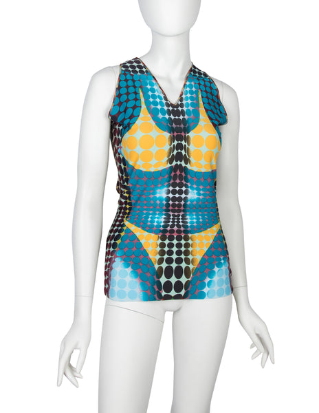 Jean Paul Gaultier Vintage AW 1995 Cyber Collection Iconic Original Cyber Dot Trompe L'oeil Top
