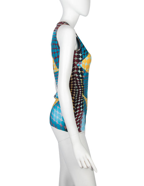 Jean Paul Gaultier Vintage AW 1995 Cyber Collection Iconic Original Cyber Dot Trompe L'oeil Top