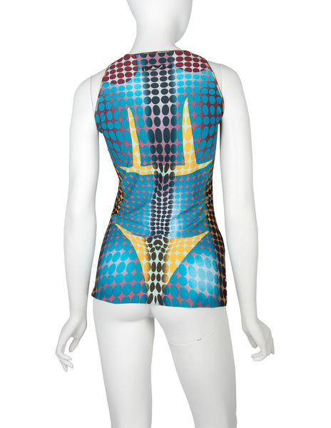 Jean Paul Gaultier Vintage AW 1995 Cyber Collection Iconic Original Cyber Dot Trompe L'oeil Top