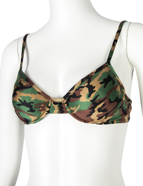 Jean Paul Gaultier Vintage SS 1999 Camo Bikini with Fishnet Short Overlay
