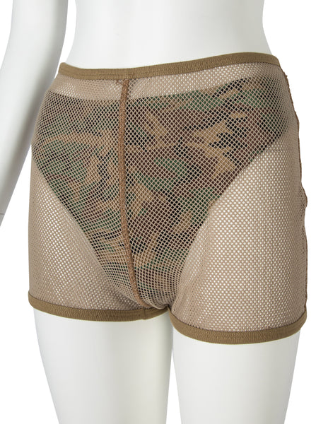 Jean Paul Gaultier Vintage SS 1999 Camo Bikini with Fishnet Short Overlay