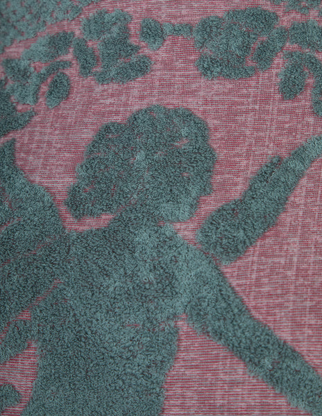 Jean Paul Gaultier Vintage AW 1986 Teal and Red Cherub Terrycloth Fringe Sweater