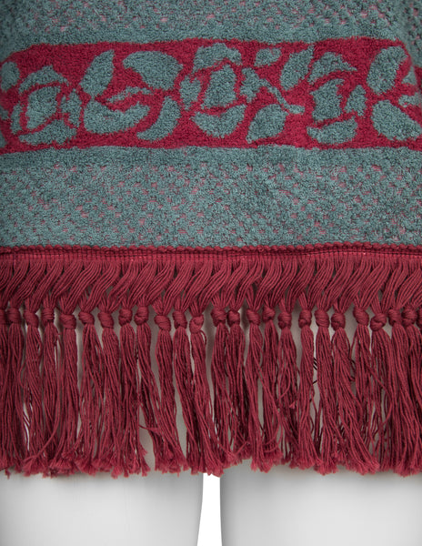Jean Paul Gaultier Vintage AW 1986 Teal and Red Cherub Terrycloth Fringe Sweater