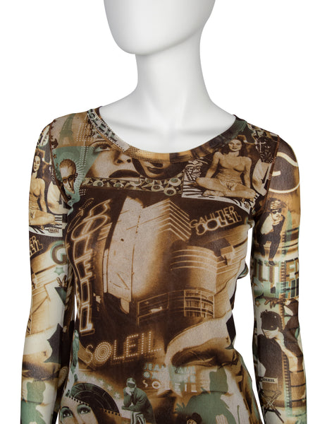 Jean Paul Gaultier Vintage French Cinema Print Mesh Top