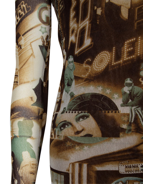 Jean Paul Gaultier Vintage French Cinema Print Mesh Top