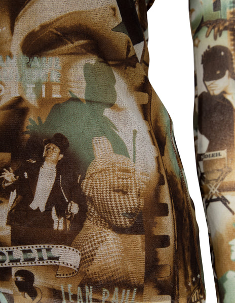 Jean Paul Gaultier Vintage French Cinema Print Mesh Top