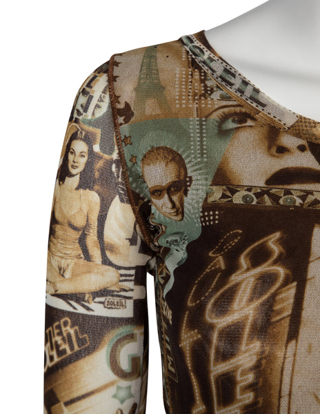 Jean Paul Gaultier Vintage French Cinema Print Mesh Top