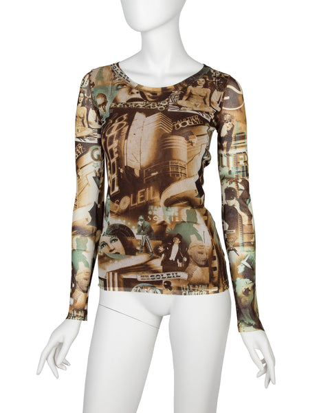Jean Paul Gaultier Vintage French Cinema Print Mesh Top