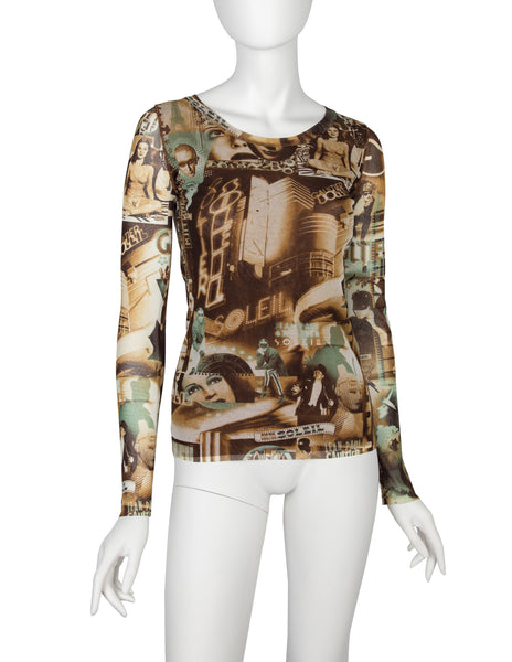Jean Paul Gaultier Vintage French Cinema Print Mesh Top