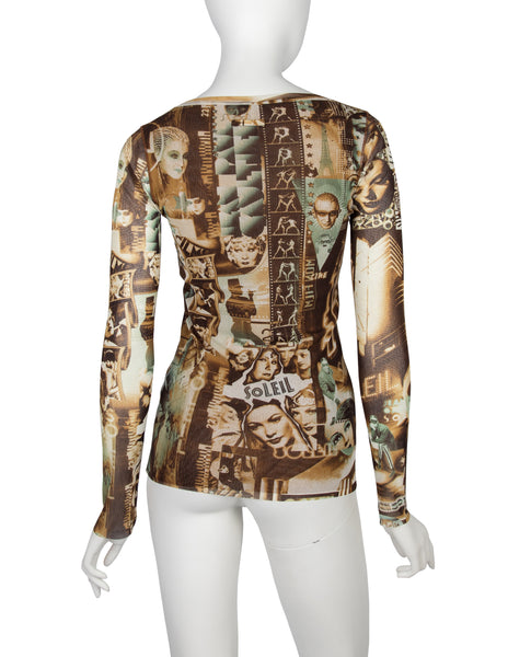 Jean Paul Gaultier Vintage French Cinema Print Mesh Top