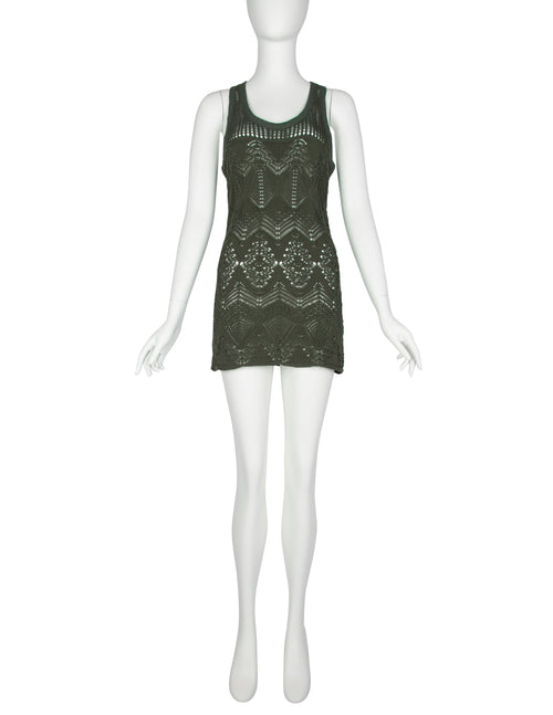 Jean Paul Gaultier Vintage SS 2000 Green Open Knit Cotton Mini Dress –  Amarcord Vintage Fashion