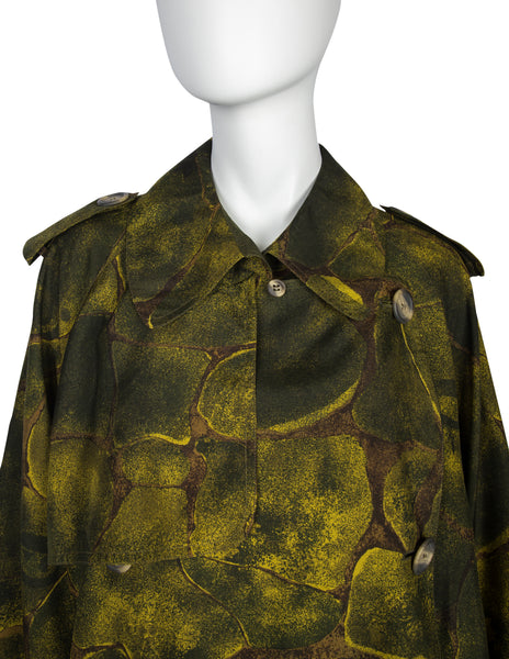 Jean Paul Gaultier Vintage AW 1983 Green Medusa Print Cropped Trench Jacket